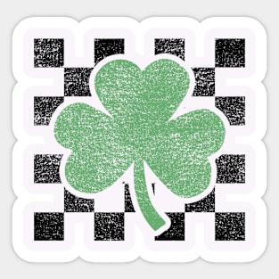 Checkerboard Lucky Clover Shamrock St Patrick Day T-Shirt Sticker